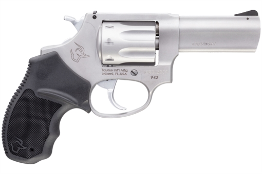 Picture of Taurus USA Model 942, Double Action, Metal Frame Revolver, Small Frame, 22LR, 3" Barrel, Steel, Matte Stainless Finish, Silver, Polymer Grips, 8 Rounds 2-942039 2942039