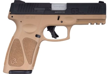 Picture of Taurus USA G3, Striker Fired, Semi-automatic, Polymer Frame Pistol, Full Size, 9MM, 4" Barrel, Matte Finish, Black Slide, Tan Frame, Manual Thumb Safety, Fixed Steel Front Sight, Drift-Adjustable Steel Rear Sight w/ Serrated Ramp, 2 Magazines, (1) 15-Round and (1) 17-Round 1-G3B941T 1G3B941T