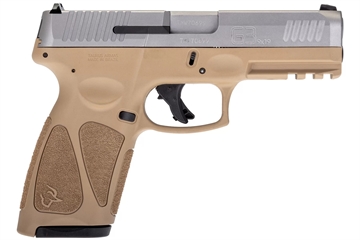 Picture of Taurus USA G3, Striker Fired, Semi-automatic, Polymer Frame Pistol, Full Size, 9MM, 4" Barrel, Matte Finish, Silver Slide, Tan Frame, Fixed Steel Front Sight, Drift-Adjustable Rear Sight w/Serrated Ramp, Manual Thumb Safety, 2 Magazines, (1) 15-Round and (1) 17-Round 1-G3B949T 1G3B949T