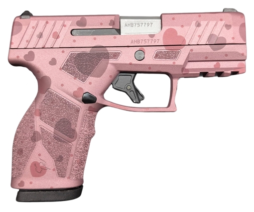 Picture of TAURUS GX2 HEARTS 9MM 3.38" PINK HEARTS SLIDE 2-13RD MAGS 1-GX2939-HEARTS 756542287774