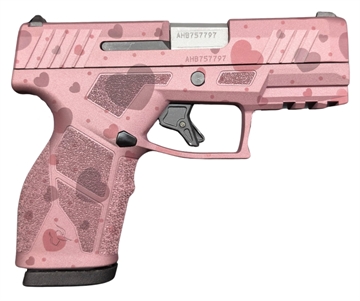 Picture of TAURUS GX2 HEARTS 9MM 3.38" PINK HEARTS SLIDE 2-13RD MAGS 1-GX2939-HEARTS 756542287774
