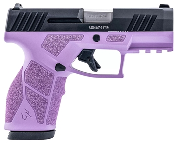 Picture of Taurus USA GX2, Semi-automatic, Striker Fired, Compact, 9MM, 3.38" Barrel Length, Matte Finish, Black and Light Purple, Manual Safety, White Dot Front Sight with Drift Adjustable Rear Sight, 13 Rounds, 2 Magazines 1-GX2931LP
