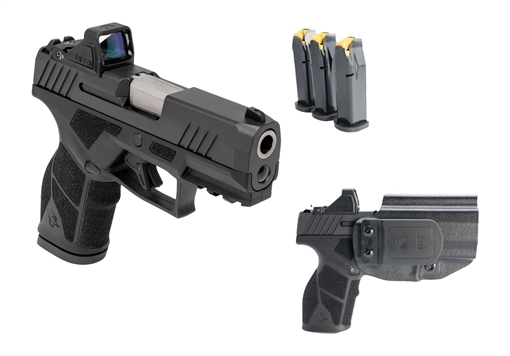 Picture of TAURUS GX2 CARRY KIT 9MM 3.38IN BARREL 3X10RD BLACK TORO OR SLIDE RFX11 GRN DOT W/ HLST 1-GX2P931-10CK8 1-GX2P931-10CK8