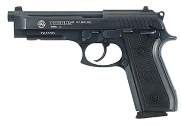 Picture of Taurus USA PT92, Double Action/Single Action, Semi-automatic, Metal Frame Pistol, 9MM, 5" Barrel, Alloy, Matte Finish, Black, Rubber Grips, Drift Adjustable Rear Sight, Manual Thumb Safety, 17 Rounds, 2 Magazines 1-920151-17 192015117
