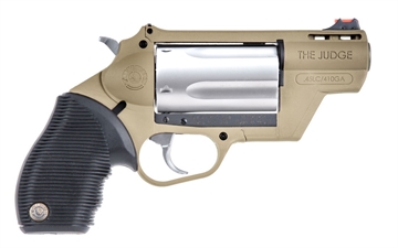 Picture of Taurus 2-441029FDE Judge Public Defender 45 Colt (LC)/410 Gauge 5rd 2.50" Flat Dark Earth Barrel & Frame Matte Stainless Cylinder Black Ribber Grip 2-441029FDE 2441029FDE