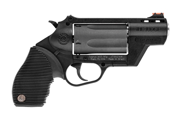 Picture of Taurus USA Judge, Public Defender, Double Action, Polymer Frame Revolver, Medium Frame, 410 Bore/45LC, 2.5" Barrel, 2.5" Chamber, Black, Rubber Grips, Fiber Optic Front Sight, 5 Rounds 2-441021PFS 2441021PFS