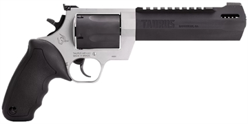 Picture of Taurus USA Raging Hunter, Double/Single Action, Metal Frame Revolver, Large Frame, 460 S&W, 6.75" Barrel, Stainless Steel, Matte Finish, Black Barrel/Cylinder, Silver Frame, Rubber Grips, Adjustable Rear Sight, 5 Rounds 2-460065RH 2460065RH