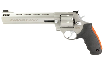 Picture of Taurus USA Raging Bull, Double Action, Metal Frame Revolver, Large Frame, 44 Magnum, 8.37" Barrel, Stainless Steel Finish, Rubber Grips, Adjustable Sights, 6 Rounds 2-444089 2444089