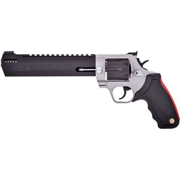 Picture of Taurus USA Raging Hunter, Double Action, Metal Frame Revolver, Large Frame, 44 Magnum, 8.37" Ported Barrel, Stainless Steel, Matte Finish, Duo-Tone, Rubber Grips, Adjustable Sights, 6 Rounds, Soft Case Included 2-440085RH-DLX