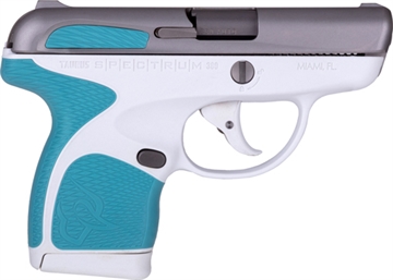 Picture of Taurus Spectrum 380 Automatic Colt Pistol (ACP) Double 2.80" 6+1/7+1 White Polymer Frame Cyan Polymer Grip Stainless Steel Slide 725327615019