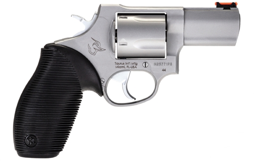 Picture of Taurus USA M44 Tracker, TALO Exclusive, Revolver, Double/Single Action, 44 Magnum, 2.5" Barrel, Stainless Steel, Rubber Grip, Fiber Optic Front Sight, 5Rd 2-440029TKRT