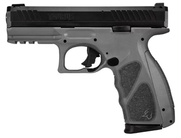 Picture of Taurus 1TS9SR041GR TS9 9mm Luger 17+1 4" Matte Black Steel Barrel, Matte Black Serrated Slide, Gray Polymer Frame w/Picatinny Rail, Gray Polymer Grip w/Interchangeable Backstraps 1-TS9SR041GR
