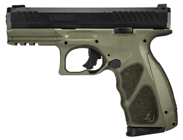 Picture of Taurus 1TS9SR041O TS9 Full Size 9mm Luger 17+1 4" Matte Black Steel Barrel, Matte Black Serrated Slide, OD Green Polymer Frame w/Picatinny Rail w/OD Green Polymer Grip W/Interchangeable Backstraps 1-TS9SR041O