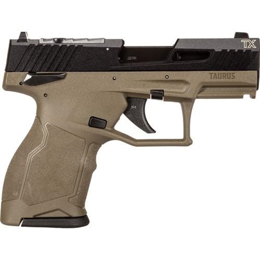 Picture of Taurus USA TX22 Compact, Striker Fired, Semi-automatic, Polymer Framed Pistol, 22 LR, 3.6" Threaded Barrel, Matte Finish, Black Slide, Olive Drab Green Frame, Ramp Front/Adjustable Rear, 13 Rounds, 2 Magazines, Manual Safety 1-TX22131O 1TX22131O