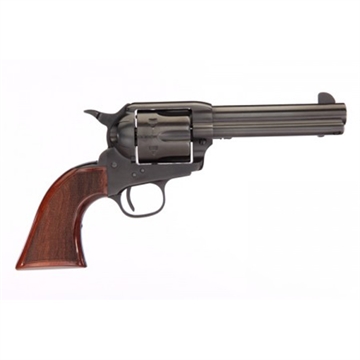 Picture of Taylors & Company Runnin Iron Black Rock 45 Colt (LC) Caliber with 4.75" Barrel, 6rd Capacity Cylinder, Overall Black Nitride Finish Steel, Checkered Walnut Grip & Overall Taylor Polish 550885DE