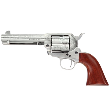 Picture of Taylors & Company 1873 Cattleman 357 Mag Caliber with 4.75" Barrel, 6rd Capacity Cylinder, Overall White Floral Engraved Finish Steel & Walnut Grip 550928
