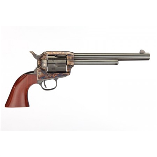 Picture of Taylors & Company 1873 Cattleman SAO 45 Colt (LC) Caliber with 7.50" Blued Finish Barrel, 6rd Capacity Blued Finish Cylinder, Color Case Hardened Finish Steel Frame & Walnut Grip 550907