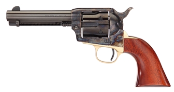Picture of Taylors & Company 0440DE 1873 Ranch Hand Deluxe 357 Mag 6rd 4.75" Blued Cylinder & Barrel Color Case Hardened Steel Frame Walnut Navy Size Grip (Taylor Tuned) 550526DE