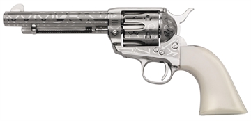 Picture of Taylors & Company 1873 Cattle Brand 357 Mag Caliber with 5.50" Barrel, 6rd Capacity Cylinder, Overall Nickel-Plated Engraved Finish Steel & Ivory Synthetic Grip 200060