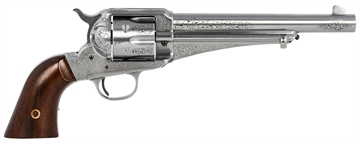 Picture of Taylors & Company 1875 Army Outlaw 45 Colt (LC) Caliber with 7.50" Barrel, 6rd Capacity Cylinder, Overall White Engraved Finish Steel & Walnut Grip 550389