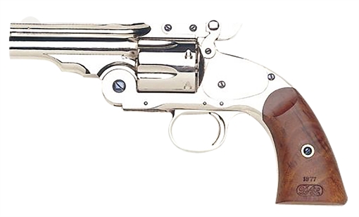 Picture of Taylors & Company Schofield Top Break 44-40 Win Caliber with 5" Barrel, 6rd Capacity Cylinder, Overall Nickel-Plated Finish Steel & Walnut Grip 550675