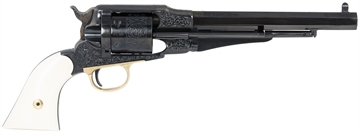 Picture of Taylors & Company Remington Conversion LawDawg 45 Colt (LC) Caliber with 8" Barrel, 6rd Capacity Cylinder, Overall Blued Engraved Finish Steel & 2-Piece Ivory Grip 550761