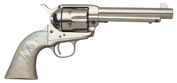 Picture of Taylors & Company 1873 Cattleman 45 Colt (LC) Caliber with 5.50" Barrel, 6rd Capacity Cylinder, Overall Nickel-Plated Finish Steel & Mother of Pearl Grip 555113