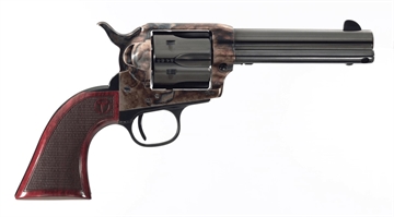 Picture of Taylors & Company 4107DE Smoke Wagon Deluxe 357 Mag 6rd 4.75" Blued Cylinder & Barrel Color Case Hardened Steel Frame Checkered Walnut Grip (Taylor Tuned) 550810DE