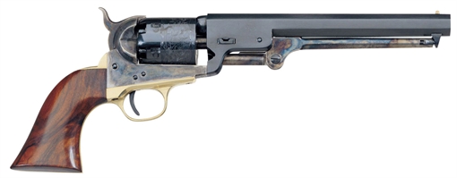Picture of Taylors and Company 1851 Navy Break Open 36 Cal Striker Fire 7.50" 6rd Blued Frame Blued Barrel & Cylinder Walnut Grip 550779