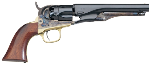 Picture of Taylors and Company 1862 Pocket Police Break Open 36 Cal Striker Fire 5.50" 5rd Color Case Hardened Frame Blued Barrel & Cylinder Walnut Grip 550799