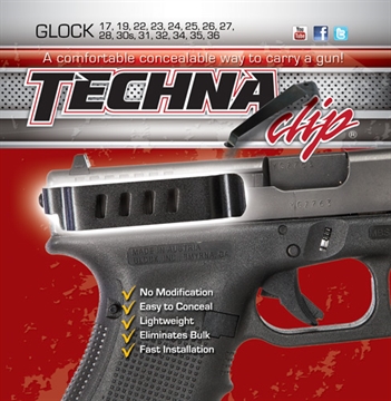 Picture of Techna Clip Belt Clip, Fits Glock 17/19/22/23/26/27/31/32/33, Ambidextrous, Black Finish GLOCKBRL