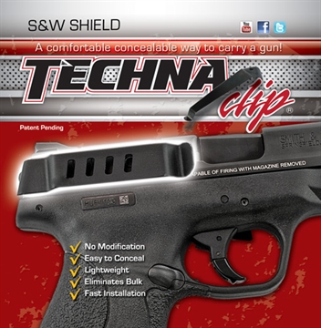 Picture of TECHNA CLIP GUN BELT CLIP FOR S&W M&P SHIELD 9MM/40S&W RIGHT HAND ( 6 PER CASE ) SHBR