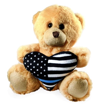 Picture of Thin Blue Line Teddy Bear - Thin Blue Line Heart TBL-TED-BEAR