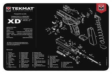Picture of TekMat  Springfield Armory XD MOD 2 Cleaning Mat Black/White Rubber 11"x17" Springfield Armory XD MOD 2 Parts Diagram  TEK-R17-XDMOD2