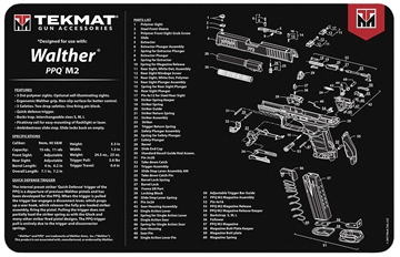 Picture of TekMat  Walther PPQ MOD 2 Cleaning Mat Black/White Rubber 11"x17" Walther PPQ MOD 2 Parts Diagram  TEK-R17-WAL-PPQ-M2