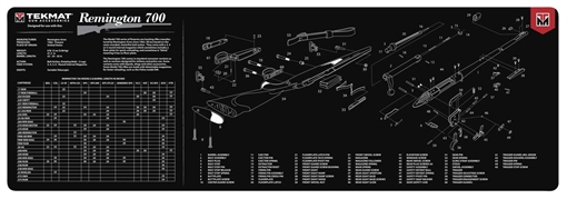 Picture of TekMat TEKR36REM700 Remington 700 Cleaning Mat Black/White Rubber 12"x36" Remington 700 Parts Diagram TEKR36REM700 TEK-R36-REM-700