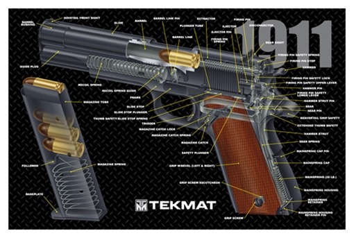 Picture of TekMat Cleaning Mat Multi-Color Rubber 11"x17" 1911 3D Cutaway TEKR171911CA