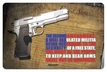 Picture of TekMat Original Mat, 2nd Amendment, Cleaning Mat, Thermoplastic Surface Protects Gun From Scratching, 1/8" Thick, 11"x17", Tube Packaging, Black TEK-R17-2AMEND TEKR172AMEND