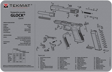 Picture of TEKMAT ARMORERS BENCH MAT 11"x17" FOR GLOCK G4 GREY 17-GLOCKG4-GY