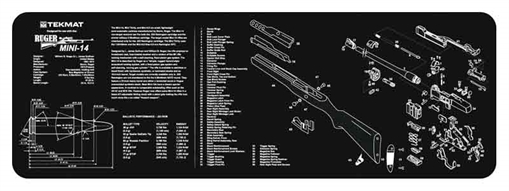 Picture of TekMat TEKR36MINI14 Ruger Mini-14 Cleaning Mat Black/White Rubber 12"x36" Ruger Mini-14 Parts Diagram TEKR36MINI14 36-MINI14
