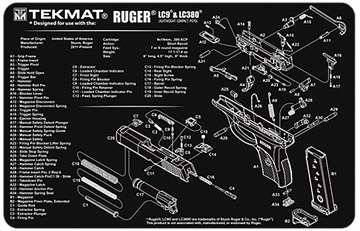 Picture of TekMat Ruger LC9 Cleaning Mat Black/White Rubber 11"x17" Ruger LC9 Parts Diagram TEKR17RUGERLC9