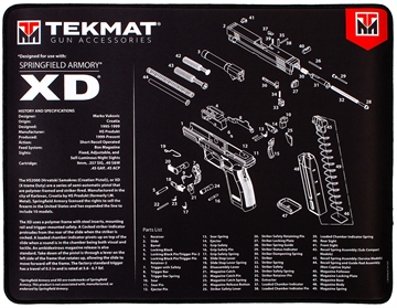Picture of TekMat Springfield Armory XD Ultra 20 Cleaning Mat Black/White Rubber 15"x20" Springfield Armory XD Parts Diagram TEKR20XD