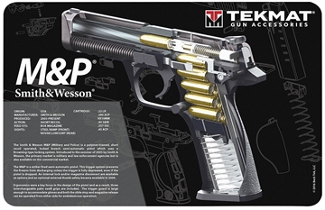 Picture of TekMat S&W M&P Cutaway Cleaning Mat Black/White Rubber 11" x 17" TEKR17SWMPCA