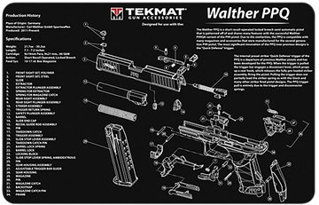 Picture of TekMat Walther PPQ Cleaning Mat Black/White Rubber 11"x17" Walther PPQ Parts Diagram TEKR17WALPPQ