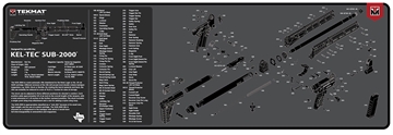 Picture of TekMat TEKR36KELSUB2 Kel-Tec SUB2000 Cleaning Mat Black/White Rubber 12"x36" Kel-Tec SUB2000 Parts Diagram TEKR36KELSUB2 TEK-R36-KEL-SUB2000