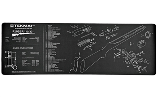 Picture of TekMat Ruger 10/22 Rifle Mat, 12"x36", Black, Includes Small Microfiber TekTowel, Packed In Tube TEK-R 36-1022