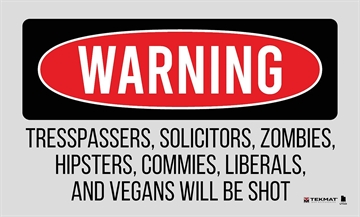 Picture of TekMat Trespassers Will Be Shot Door Mat Multi-Color Rubber 25"x42" TEK42TRESPASSERS