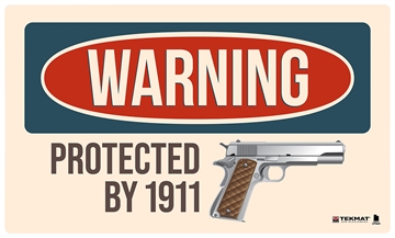 Picture of TekMat Warning Protected By 1911 Door Mat Multi-Color Rubber 25"x42" TEK42WARNING1911
