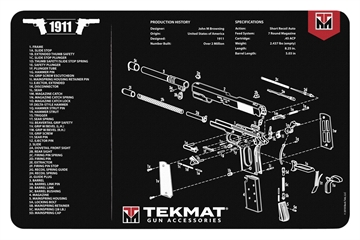 Picture of TekMat 1911 Pistol Mat, 11"x17", Includes Small Microfiber TekTowel, Black, Packed In Tube TEK-R17-1911 TEKR171911