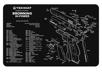 Picture of TekMat Cleaning Mat Black/White Rubber 11"x17" Browning Hi-Power Parts Diagram TEKR17BROWNINGHP
